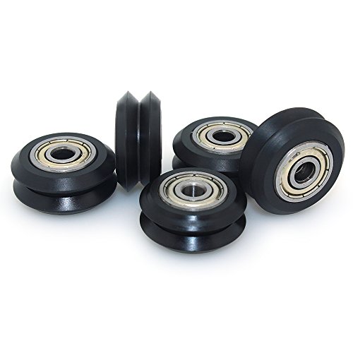 Rueda con rodamientos para impresora 3D, con pequeña polea de plástico, pack de 5 unidades, de Biqu, Plastic V Wheel, 5