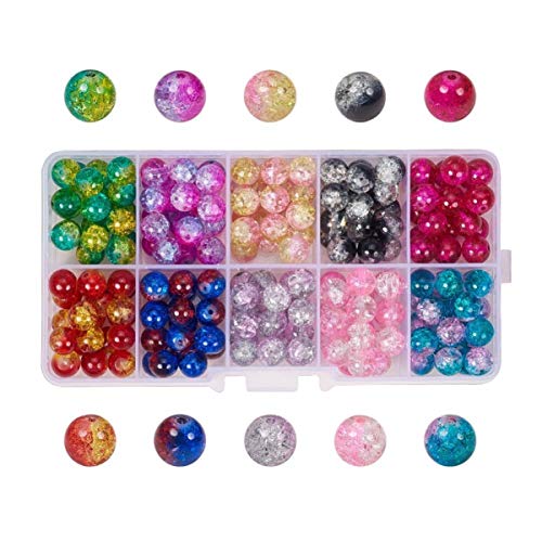 Sadingo - Cuentas de cristal para manualidades (8 mm, 1 caja, aprox. 170 unidades), multicolor