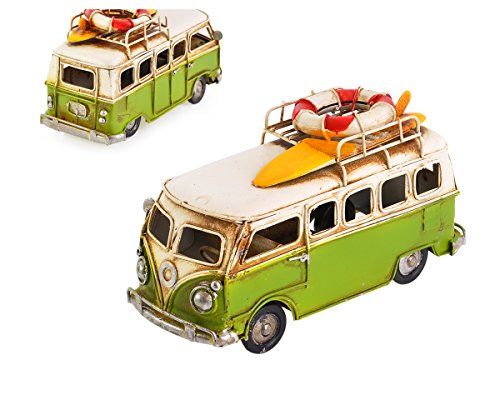 SCSpecial Toy Camper Van 6.3 Pulgadas Estilo Retro Metal Clásico T1 Camper Van Beach Bus Modelo de juguete - Verde