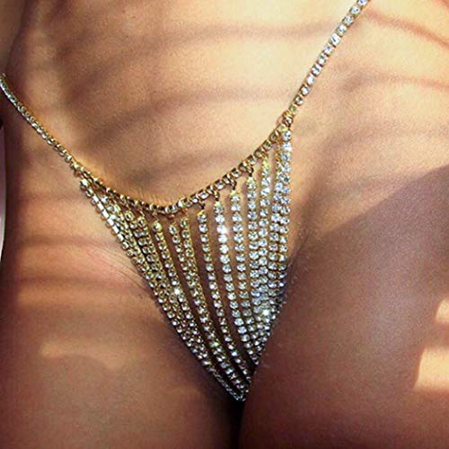 Sethain Boho Diamante de imitación Cadena de ropa interior Plata Brillante Cristal Bragas Cadenas de cuerpo Club nocturno Bikini Joyería Accesorios para mujeres y niñas