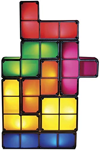SHKUU Lámpara Tetris Apilable LED Luz Noche, 7 Colores Lámpara Escritorio Luz Humor, DIY Retro 3D Juguete Niños Tetris Lámpara Lámpara Mesa Accesorio Bloques construcción Juguete