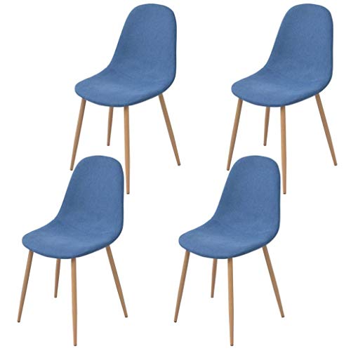 Sillas de Comedor 4 Unidades Tela Azul Sillas de Comedor 4 Unidades Tela Azul