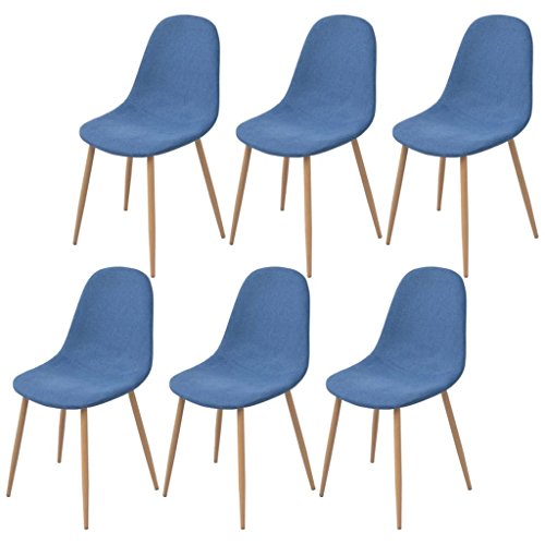 Sillas de Comedor 6 Unidades Tela Azul Sillas de Comedor 6 Unidades Tela Azul