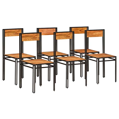 Sillas de Comedor Madera Maciza Acacia Acabado sheesham 6 uds