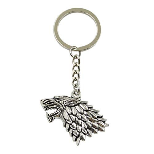 Silver Knight Llavero de lobo desesperado, diseño de Casa de Stark, juego de Tronos inspirado en una bolsa de regalo