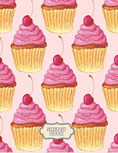 sketchbook: Cup cake on pink cover (8.5 x 11) inches 110 pages, Blank Unlined Paper for Sketching, Drawing , Whiting , Journaling & Doodling: Volume 3 (Cup cake on pink sketchbook)