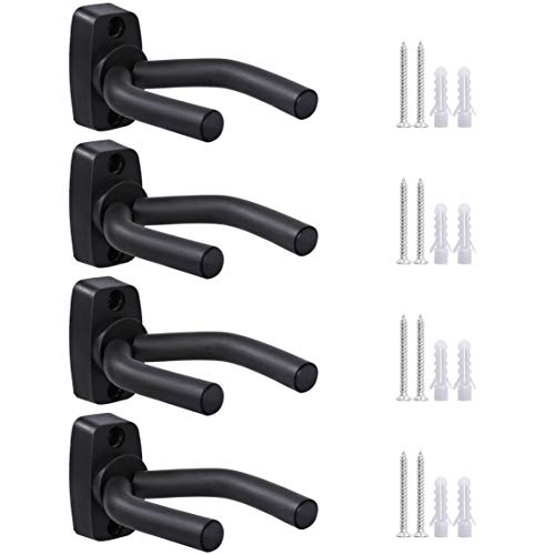 Soporte Pared Guitarra Colgador de Guitarra Eléctrica Ajustable Ganchos de Pared de Guitarra con Tornillos para Banjo Bajo Ukulele Mandolina Negro (4 Piezas) Soporte Pared Guitarra Colgador de Guitarra Eléctrica Ajustable Ganchos de Pared de Guitarra con Tornillos para Banjo Bajo Ukulele Mandolina Negro (4 Piezas)