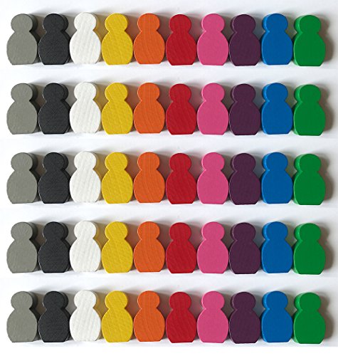 Spieltz 052641: grandes figuras de madera para juegos de mesa, tamaño 21 x 34 x 8 mm, 10 (blanco, amarillo, naranja, rojo, azul, verde, rosa, morado, gris, negro). Paquete grande de 50 unidades. Spieltz 052641: grandes figuras de madera para juegos de mesa, tamaño 21 x 34 x 8 mm, 10 (blanco, amarillo, naranja, rojo, azul, verde, rosa, morado, gris, negro). Paquete grande de 50 unidades.