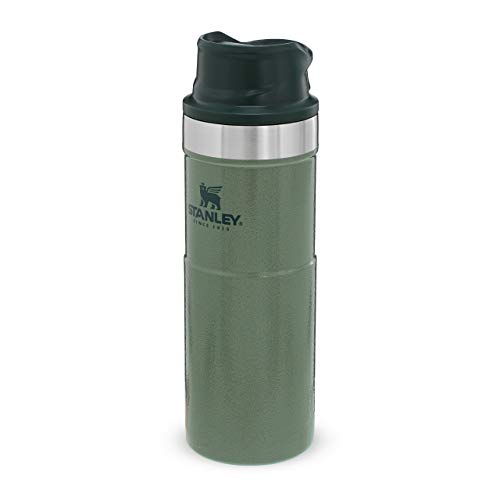 Stanley The Legendary Classic Vacuum Trigger-Action Travel Mug .47L Hammertone Green 18/8 Stainless Steel Double-Wall Vacuum Insulation Water Bottle Leakproof Dishwasher Safe Naturally Bpa-Free