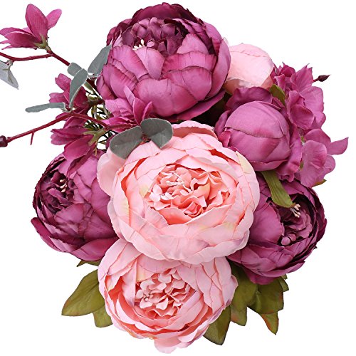 StarLifey Vintage Ramo de Flores de peonia Rosa, Artificiales, para Boda decoración para el hogar