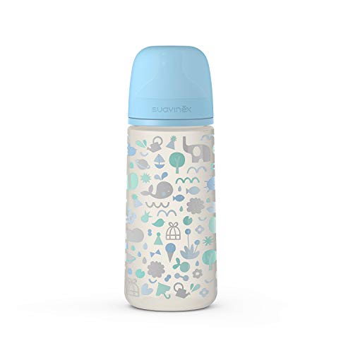 Suavinex Biberón Tetina Anatómica de Silicona Flujo Denso, para Bebés +6 Meses, 307126 Azul, 360Mililitros Suavinex Biberón Tetina Anatómica de Silicona Flujo Denso, para Bebés +6 Meses, 307126 Azul, 360Mililitros