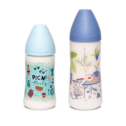 Suavinex Set Recién Nacido con Biberón 270ml y Biberón 360ml Tetina Anatómica Silicona, Azul Botanical Suavinex Set Recién Nacido con Biberón 270ml y Biberón 360ml Tetina Anatómica Silicona, Azul Botanical