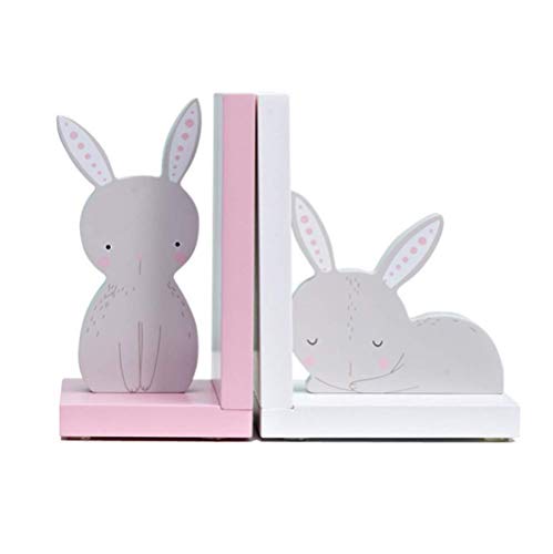 Sujetalibros Antideslizantes de Conejo de Madera for la decoración de la habitación del niño y la habitación del Cuarto de niños, Rosa, Blanco y Gris sujetalibros Sujetalibros Antideslizantes de Conejo de Madera for la decoración de la habitación del niño y la habitación del Cuarto de niños, Rosa, Blanco y Gris sujetalibros