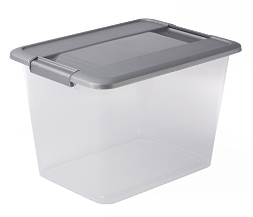 Sundis KLIKER Box A4 Deep Argent Caja con Tapa Metalizada Y Sistema de Cierre Mediante Clips, Transparente/Plata, 18L
