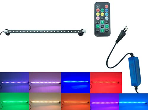 takestop® Lámpara de inmersión decorativa T4 de LED multicolor RGB con mando a distancia para acuarios, 25 cm, 1,5 W, agua con ventosas