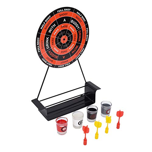 TANKE Mini Dart magnético Dartboard Metal Rack Fun Shot Juego con 4 vasos para beber fiesta 26x35cm