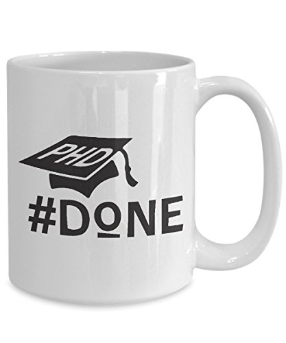 Taza de doctorado con hashtag Done Doctoral Taza, regalo de graduación para doctorado, filosofía, regalo de grado académico, idea de regalo