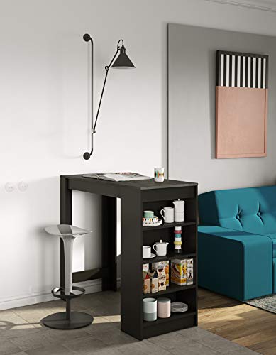 Temahome Aravis Mesa bar con Almacenamiento, tablero de partículas de melamina, Negro (efecto cemento), 115 X 50 X 102,7 Cm (L-P-A) Temahome Aravis Mesa bar con Almacenamiento, tablero de partículas de melamina, Negro (efecto cemento), 115 X 50 X 102,7 Cm (L-P-A)
