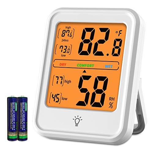 Termómetro de habitación Higrómetro digital Indicador de humedad Termómetro de interior Monitor de temperatura y humedad de la habitación con luz de fondo para oficina en casa