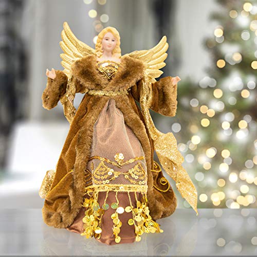 The Christmas Workshop 81840 Figura de 30,48 cm de ángel Tradicional para Parte Superior para árbol de Navidad, Cobre