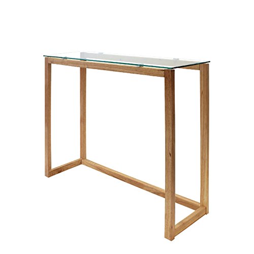 THE HOME DECO FACTORY Consola, Madera y Cristal, Transparent-Marron, 100 x 32 x 87 cm