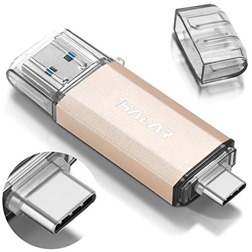 THKAILAR Memoria USB OTG 2 en 1 Flash Drive USB 3.0 Memory Stick USB Tipo C Pen Drive USB Flash Drive para PC/portátil/Notebook y otros dispositivos USB (256 GB, dorado)