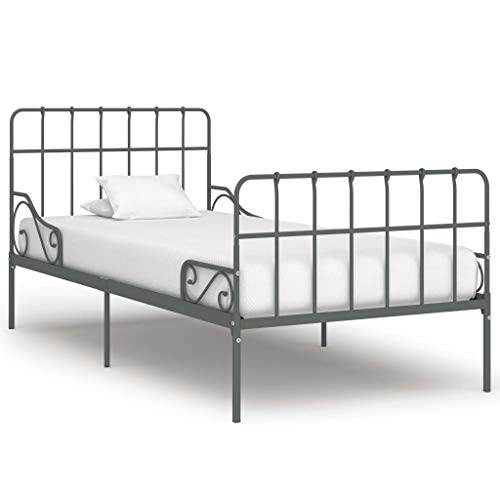 Tidyard Estructura de Cama con somier Metal Gris 90x200 cm Tidyard Estructura de Cama con somier Metal Gris 90x200 cm