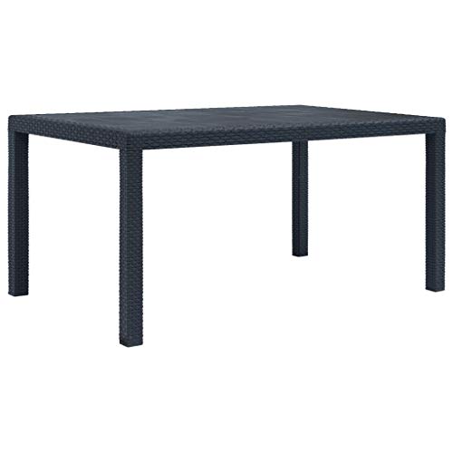 Tidyard Mesa de Jardin con Aspecto Ratán,Mesa de Comedor de Exteriores para Jardín Terraza Patio Comedor Balcón Bares Bistrós o Restaurantes,Plástico,Gris 150x90x72cm