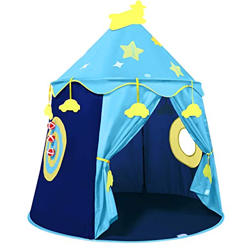 Tienda Campaña Infantil con Ventana,fácil de Montar Tiendas de Campaña Infantiles para Interiores y Exteriores con Bolsa de Transporte,Tienda de Juego para niños con Placa de puntuación(Azul)