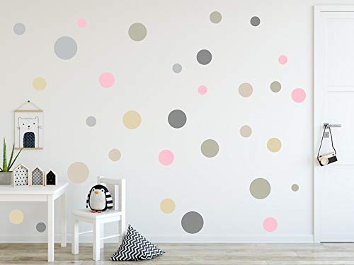 timalo® 73078 - Pegatinas murales, en diseño de puntos circulares, ideales para decorar una habitación infantil, en colores pastel, 120 unidades, Set 3, 120 Stück