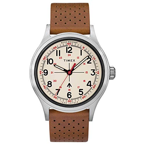 Timex Reloj de Hombre Cuarzo 40mm Correa de Cuero Caja de Acero TW2T82500