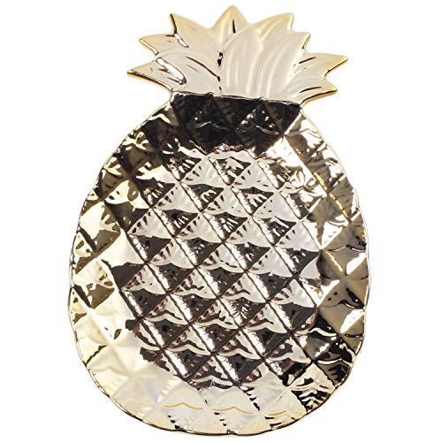 TOOGOO Pina Bandeja de Almacenamiento de Ceramica Joyas de Pina Pallet Comida Pallet Placa de Frutas Secas Placa de Decoracion del Hogar de Oro