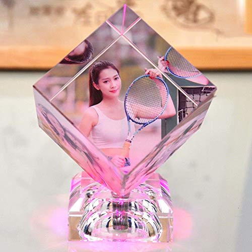 Top WHY Personalizado Grabado láser 3D Personalizado Foto Cubo de Cristal Cristal Personalizado Cubo de Rubik Cubo 3D Cristal Led Luces Grabado Cubo de Fotos Retrato Regalos para Aniversario