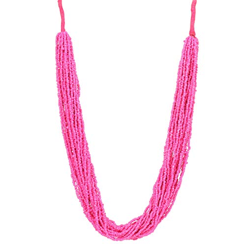 Touchstone - Collar exclusivo de 20 hebras de joyería de diseño exclusivo de Bollywood, hecho a mano, color fucsia