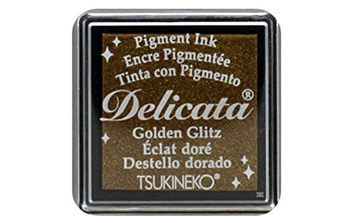 Tsukineko Delicata Golden Glitz Mini Almohadilla de Tinta, Color Dorado