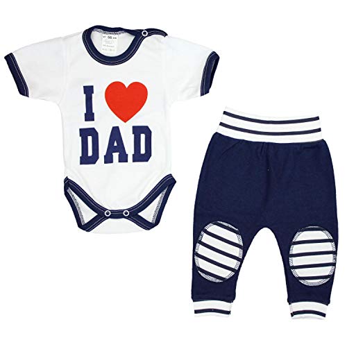 TupTam Conjunto para Bebé Pantalones Body con Estampado, I Love Papa Azul Oscuro, 56