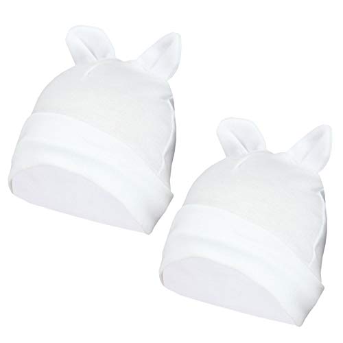 TupTam Gorro de Bebé con Orejas, Paquete de 2, Blanco, 50-56