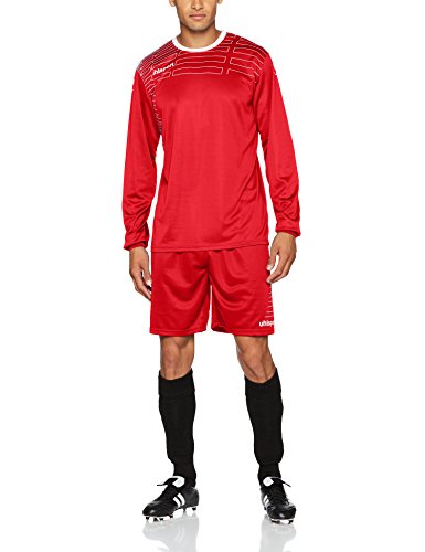 uhlsport Match Team Kit para Niño Y Adulto/Set Shorts/Jersey Y Pantalón/Camiseta De Fútbol/Manga Larga Rojo/Blanco, M, Unisex niños