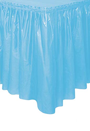 Unique Party- Falda de mesa de plástico, Color azul claro, 420 cm (50403)
