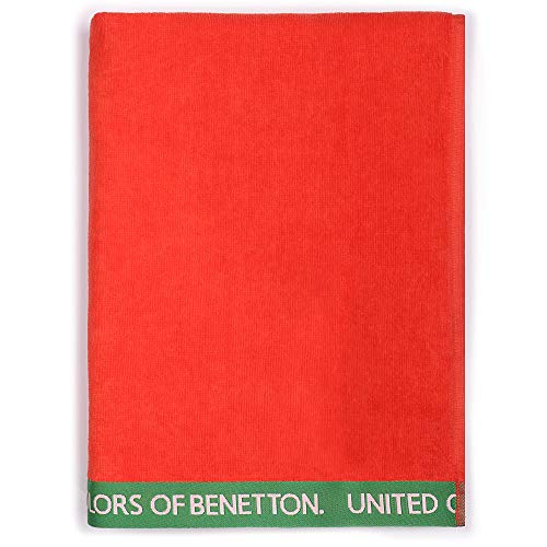 UNITED COLORS OF BENETTON. Toalla de Playa 90x160cm 380gsm Velour 100% algodón Rojo Casa Benetton, 90x160