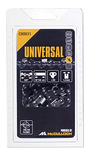 Universal GM577615131 Cadena de sierra para motosierra, 18"/45cm 3/8" 60p, optimo afilado, mantenimiento sencillo, accesorios McCulloch, Standard, 3/8x0.05pulgadas