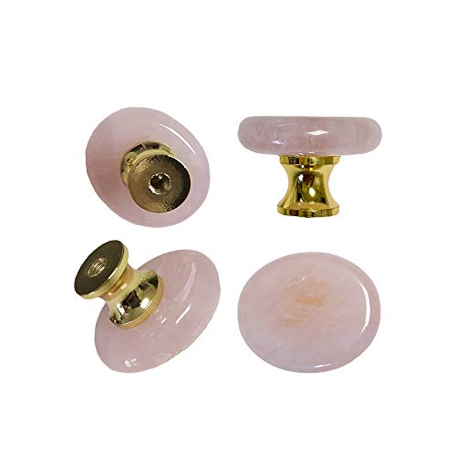 UULU 4 pomos de piedra original de cristal natural para cajón, armario, armario, aparador, oficina en casa, bricolaje con dos tornillos de longitud (cuarzo rosa) UULU 4 pomos de piedra original de cristal natural para cajón, armario, armario, aparador, oficina en casa, bricolaje con dos tornillos de longitud (cuarzo rosa)