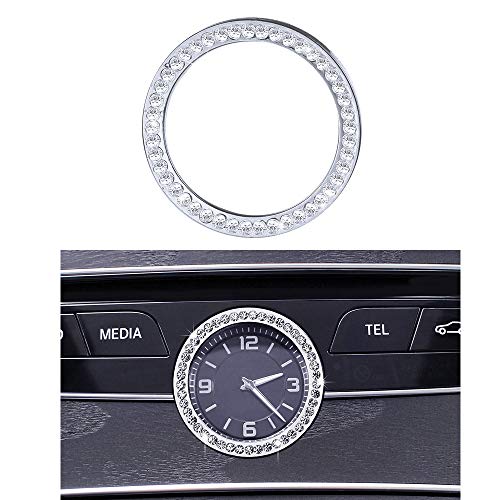 VDARK Accesorios Mercedes Benz piezas Bling W205 W213 C217 C E S Clase AMG reloj redondo consola central panel tapas pegatinas pegatinas interior centro decoración hombre cristal (plata)