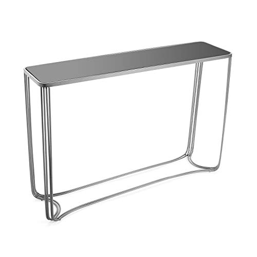 Versa 10850095 Mesa de Entrada Artur, Metal y Cristal, Plateado, 75 x 31 x 110 cm