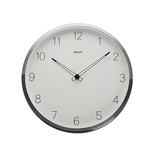 Versa 18560381 Reloj de pared de Cocina Gris/Plata, Ø30cm diámetreo, Aluminio
