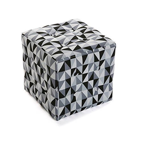 Versa 19501326 Taburete cubo puff asiento Rhune,35x35x35, Blanco Negro Gris