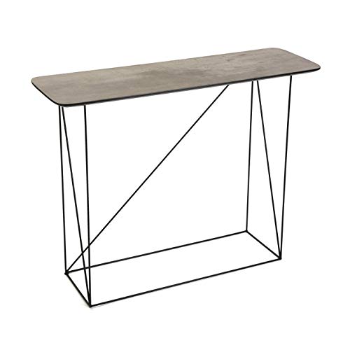 Versa 20360093 Mesa de Entrada Recibidor Consola Kaolu, Metal y Madera, marrón y Negro, 75 x 30 x 95 cm