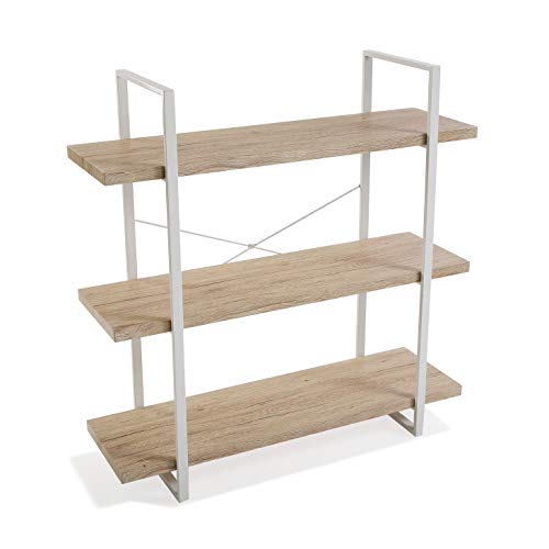 Versa Kiel Estantería de Pared de Estilo Industrial Biblioteca de Madera Aglomerada con 3 Baldas o Estantes Librería Comedor Salon, 104 x 33 x 100 cm, MDF y Metal, Blanco y Marrón Versa Kiel Estantería de Pared de Estilo Industrial Biblioteca de Madera Aglomerada con 3 Baldas o Estantes Librería Comedor Salon, 104 x 33 x 100 cm, MDF y Metal, Blanco y Marrón