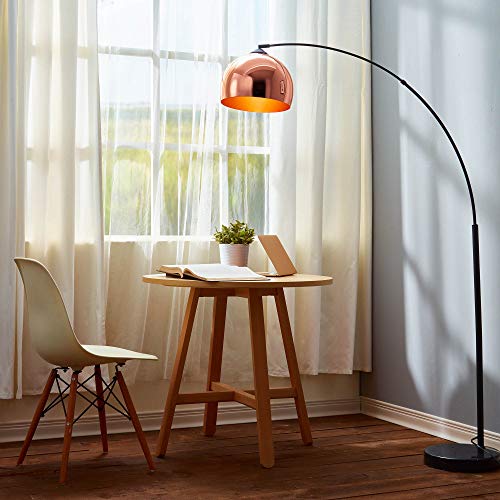 Versanora Arquer Lámpara de Piso Arco con Sombra y Base de Mármol, 50 W, Oro Rosa y Negro, 31x110x174cm Versanora Arquer Lámpara de Piso Arco con Sombra y Base de Mármol, 50 W, Oro Rosa y Negro, 31x110x174cm