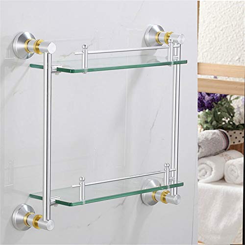 VHVCX Cuarto De Baño Estante De Oro De Dos Pisos En Rack Rack Baño De Plata De Cristal Estante Baño Hotel VHVCX Cuarto De Baño Estante De Oro De Dos Pisos En Rack Rack Baño De Plata De Cristal Estante Baño Hotel